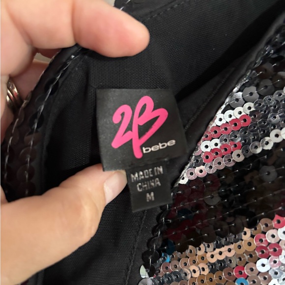 bebe Striking Black and Silver Sequin Mini Dress - Picture 3 of 8